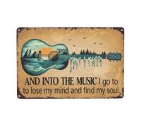 Guitarra Y En La Música Voy Para Perder La Cabeza Y Encontrar Mi Alma Letreros Metalicos Letrero De Estaño Divertidos Cartel De Chapa Para Habitación Pub Aula 20X30cm