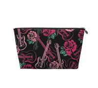 Guitarra y Rosa, Bolsa de artículos de tocador Bolsa de Maquillaje Bolsa de cosméticos Bolsa de artículos de tocador de Viaje portátil