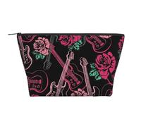 Guitarra y Rosa, Bolsa de artículos de tocador Bolsa de Maquillaje Bolsa de cosméticos Bolsa de artículos de tocador de Viaje portátil