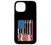 Guitarras Bandera Americana Músico Patriótico Carcasa para iPhone 15