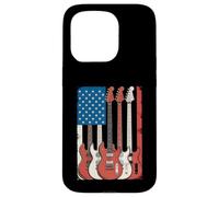 Guitarras Bandera Americana Músico Patriótico Carcasa para iPhone 15 Pro