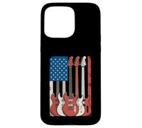 Guitarras Bandera Americana Músico Patriótico Carcasa para iPhone 15 Pro Max