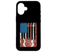 Guitarras Bandera Americana Músico Patriótico Carcasa para iPhone 16