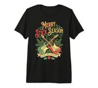 Guitarrista Christmas Funny Merry Stick Season Guitarra eléctrica Camiseta Premium