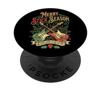Guitarrista Christmas Funny Merry Stick Season Guitarra eléctrica PopSockets PopGrip Adhesivo