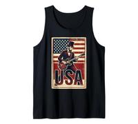 Guitarrista de Abraham Lincoln, Bandera de los Estados Unidos, rockero Vintage Camiseta sin Mangas
