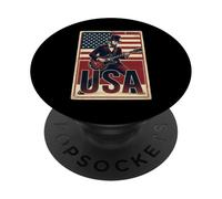 Guitarrista de Abraham Lincoln, Bandera de los Estados Unidos, rockero Vintage PopSockets PopGrip Adhesivo