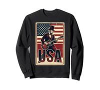 Guitarrista de Abraham Lincoln, Bandera de los Estados Unidos, rockero Vintage Sudadera