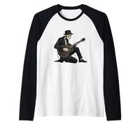Guitarrista Esqueleto, Guitarrista de Blues Folk Espeluznante Camiseta Manga Raglan