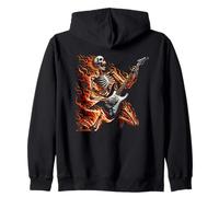Guitarrista Metalhead Esqueleto Cráneo Heavy Metal Sudadera con Capucha