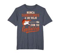 Guitarrista Nunca Subestimes A Un Viejo con Su Guitarra Camiseta, Hombre Tallas Grandes, Azul Jaspeado, 2X Alto