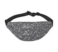 Guitars Travel Running - Bolso bandolera grande para hombre y mujer, bolsa de cintura deportiva, Patrón brillante de lentejuelas plateadas, Talla única, Mochila casual