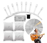 Guitary Action Gauge, Guitar Radius Gauge, Herramientas de configuración de guitarra de acero inoxidable Regla de acción de cadena, Kit de configuración versátil Luthier Medición de herramientas para