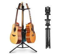 GUITTO Soporte triple para guitarra, universal, para guitarras acústicas, eléctricas, bajos, banjos, plegable, multiguitarra, GGS-06T