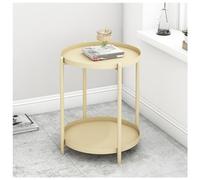 GUIXAN Mesa Auxiliar Redonda de 2 Niveles, Mesa Auxiliar de sofá nórdica Moderna, mesita de Noche, Mesa de Centro pequeña para Dormitorio, Sala de Estar, 42 × 52 cm (Color: Amarillo, Tama