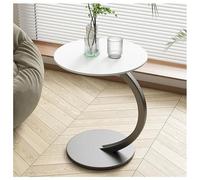 GUIXAN Mesa Auxiliar Redonda, Mesa Auxiliar en Forma de C, Mesa de sofá, mesita de Noche, Mesa de Sala de Estar, Mesa de Centro pequeña para Dormitorio, Oficina (Color: Negro/Blanco, Tama