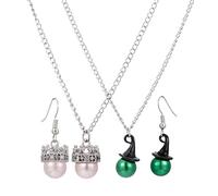 Gujjdgk 2 collares y pendientes a juego de la amistad, pulseras de sombrero de corona de bruja, regalos de Navidad para mujeres, mejores amigas, parejas, fanáticos, mejores amigas