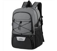 GUJOIN Mochila deportiva de baloncesto de 35 litros con compartimento para zapatos, para laptop de 15.6 pulgadas, bolsa de gimnasio con tira reflectante para hombres y mujeres, gris, 35L
