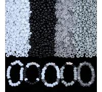 GUJOXILA 1000 cuentas Pony con agujero grande para enhebrar, 6 x 9 mm, cuentas Kandi Beads para manualidades, color negro, blanco y gris, para pulseras, collares, llaveros, fabricación de joyas