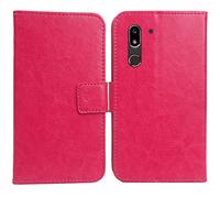 Gukas Flip PU Case para Doro 8050 5.7" Funda De Carcasa Cartera De Cuero Billetera Cover Piel (Rosa)