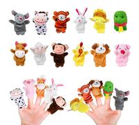 Gukasxi 12 mini marionetas de dedo de animales de peluche, 12 estilos de dibujos animados pequeñas marionetas de mano, mini figuras de peluche