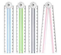 Gukasxi 4 Piezas Regla plegable de Acrílico 30cm Portátil Regla de Geometría Transparente Papelería escolar Regla recta para estudiantes Niños