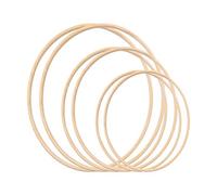 Gukasxi Anillos de Madera de Bambú con Ddiseño Floral y Macramé Aros Redondos para Atrapasueños, Manualidades, Anillos Artesanales de Bricolaje, Decoración de Coronas de Boda (20/25/33 cm)