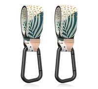 Gukeniu - Juego de 2 ganchos universales para cochecito de bebé, accesorios para cochecito de bebé, diseño de ganchillo para mamá, bolsa de pañales, bolsa de compras, mochila (hoja abstracta)