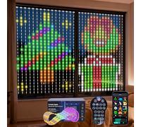 GuKKK Guirnalda Cortina de Luces Inteligente, RGBIC Cortina Luces Navidad Interior 256LED, 2,4×2,4m Impermeable Cascada Navidad Exterior DIY con Música, Control de APP/Control Remoto