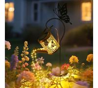 GuKKK Guirnalda de luces solar, regadera, luces con gancho de pastor, resistente a la intemperie, guirnalda de luces solares con jardín de hadas LED para ducha, pasarelas, patios, terrazas, jardines