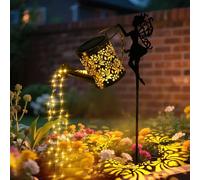 GuKKK Guirnalda de luces solares para regadera, luces de regadera con gancho de pastor de hadas de mariposa, pétalos de rosa, regadera, lámparas solares para exteriores, IP65, resistente al agua, para