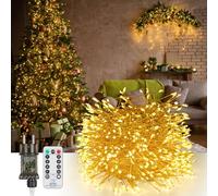 GuKKK Guirnalda Luces LED, 10M 600 LED Cadena de Luces Interior y Exterior, Luces de Alambre de Cobre de Hadas Impermeables Blanco Cálido 8 Modos, para Navidad Boda Jardines Festivales Pared