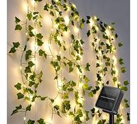 GuKKK Guirnaldas Luces Led Solares Exterior Solar, Cadena de Hiedra Artificial 100LED 10M, 8 Modos, Cadena de Luces Impermeables Decoración, para Jardín