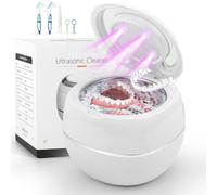 GuKKK Limpiador Ultrasonidos 42000Hz Ultrasonidos Limpieza | 24W | 180ML | Lampara UV | Ultrasonic Cleaner Portatil para | Dentaduras | Dentales | Retainer | Aligner | Joyas (Blanco)