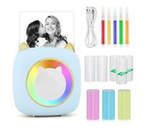 GuKKK Mini Impresora Fotográfica para Movil, Impresora Portátil Termica Impresora Bluetooth, Inalámbrico con LED de 7 Colores, para Fotos Nota