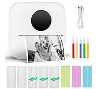 GuKKK Mini Impresora para Movil, Impresora Fotográfica, Portátil Impresora Termica, BT Inalámbrico Impresora Térmica con 8 Rollos de Pape, para Movil Impresora Fotos, para Lista Fotos Nota