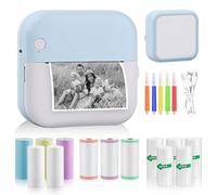 GuKKK Mini Impresora para Movil, Impresora Fotográfica, Portátil Impresora Termica, BT Inalámbrico Impresora Térmica con 13 Rollos de Pape, para Movil Impresora Fotos, para Lista Fotos Nota