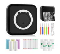 GuKKK Mini Impresora para Movil, Impresora Fotográfica, Portátil Mini Impresora Bluetooth Impresora Termica, Inalámbrico Impresora Térmica Con 13 Rolls of Paper, Movil Impresora Fotos, para Fotos Nota