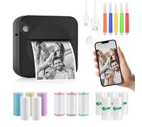 GuKKK Mini Impresora para Movil, Impresora Fotográfica, Portátil Mini Impresora Bluetooth Impresora Termica, Inalámbrico Impresora Térmica Con 13 Rolls of Paper, Movil Impresora Fotos, para Fotos Nota