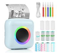 GuKKK Mini Impresora para Movil, Impresora Fotográfica, Portátil Mini Impresora Bluetooth Impresora Termica, Inalámbrico Impresora Térmica con LED de 7 Colores, Movil Impresora Fotos, para Fotos Nota