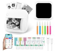 GuKKK Mini Impresora Térmica Portátil, Impresora Fotográfica, Bluetooth BT Inalámbrico Impresora Térmica con 13 Rollos de Pape para Movil Impresora Fotos, para Lista Fotos Notas, Etiquetas, Listas
