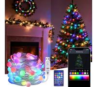GuKKK Navidad Decoración Luces, 15M 99 LED Guirnalda Luces RGB, USB árbol de Navidad Cadena de Luces con App Control, Sincronización con Música, Exteriores y Interior,para Fiesta Jardín (15M Pelota)