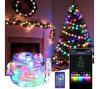 GuKKK Navidad Decoración Luces, 15M 99 LED Guirnalda Luces RGB, USB árbol de Navidad Cadena de Luces con App Control, Sincronización con Música, Exteriores y Interior,para Fiesta Jardín (15M Corazón)