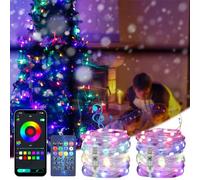 GuKKK Navidad Decoración Luces, 【2 Packs】 10 m 100 LED Guirnalda Luces RGB, Sincronización con Música, USB árbol de Navidad LED cadena de Luces con Smart Bluetooth App Control, Decoración Interior