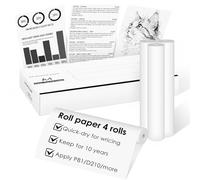 GuKKK Papel Térmico A4 para Impresora Portátil A4, Papeles de Impresora 210 x 297 mm, Papel Térmico de Secado Rápido, Recarga de Papel de Impresión, para el Hogar,la Oficina y la Escuela (4 Rollos)