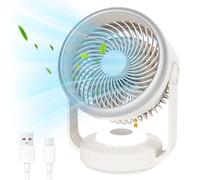 GuKKK VVentilador Silencioso, 5400mAh Ventilador de Mesa Portable, Potente Ventiladors Circulación de Aire, 4 Modos 75°/90° Oscilación, para Oficina, Dormitorio y Cámping