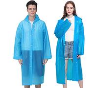GUKOY Poncho de lluvia para adultos, paquete de 2 impermeables reutilizables para mujeres y hombres, de emergencia con capucha y cordón, Azul+Azul, talla única