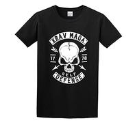 GULEMEI Israel Krav Maga Self Defence Creative Skull Graphic Unisex 100% Cotton Short-Sleeve T-Shirts Black S
