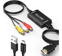 Gulemfy Convertidor RCA a HDMI, Adaptador RCA a HDMI, 1080P Compuesto CVBS AV a HD-Ml Video Audio Converter, Compatible con 720P/1080P, PAL/NTSC, para PS2 PS3 Xbox SNES N64 STB VHS VCR DVD