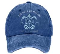 Gulf of Mexico Hat Sea Turtle Hat, Vintage Baseball Caps for Men Women, Mexico 1550 Adjustable Baseball Cap (Blue)